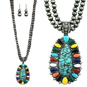 Western Double Strand Multi Necklace Set