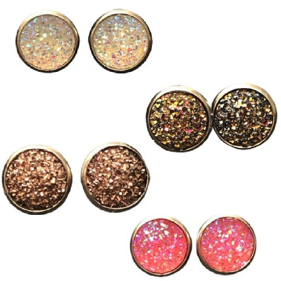 Druzy Smooth Round Stud Earring