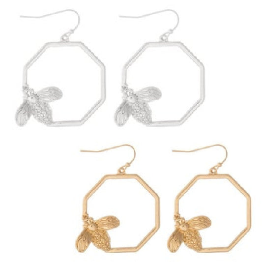 Octagon Bee Earring