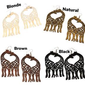 Giraffe Wood Cut Out Earring