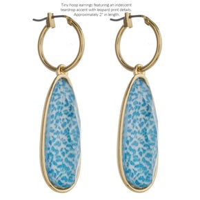 Blue Leopard Hoop Earring