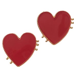 Red Enamel Heart Earring