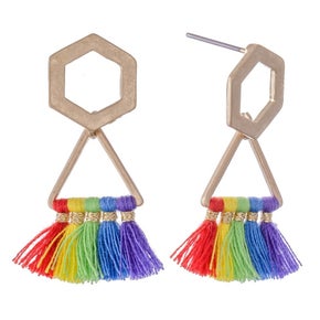 Rainbow Geo Tassel Earring