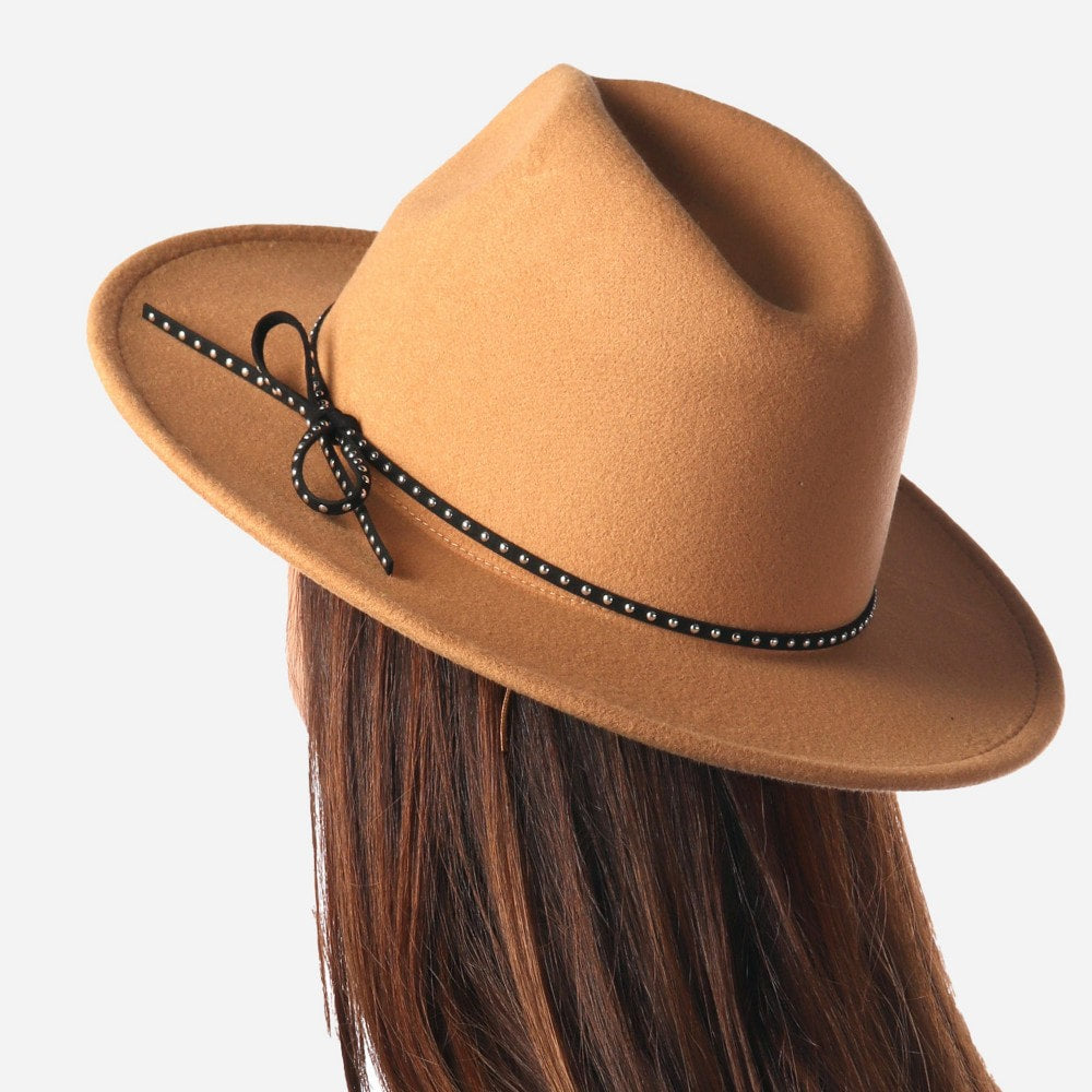 Felt Panama Hat with Studded Leather Band