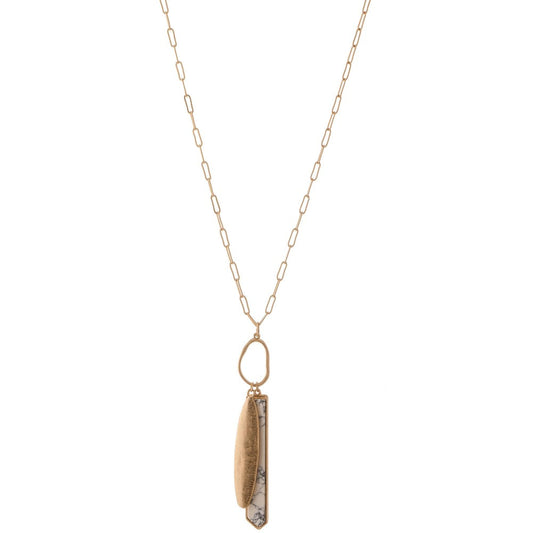 Semi Precious Bar Pendant Necklace