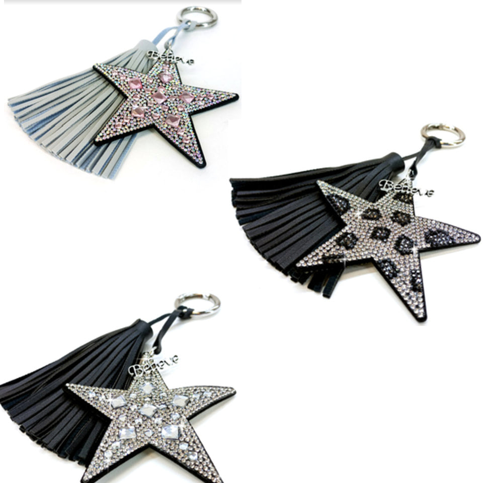 Star Rhinestone Bag Charm-Key Ring